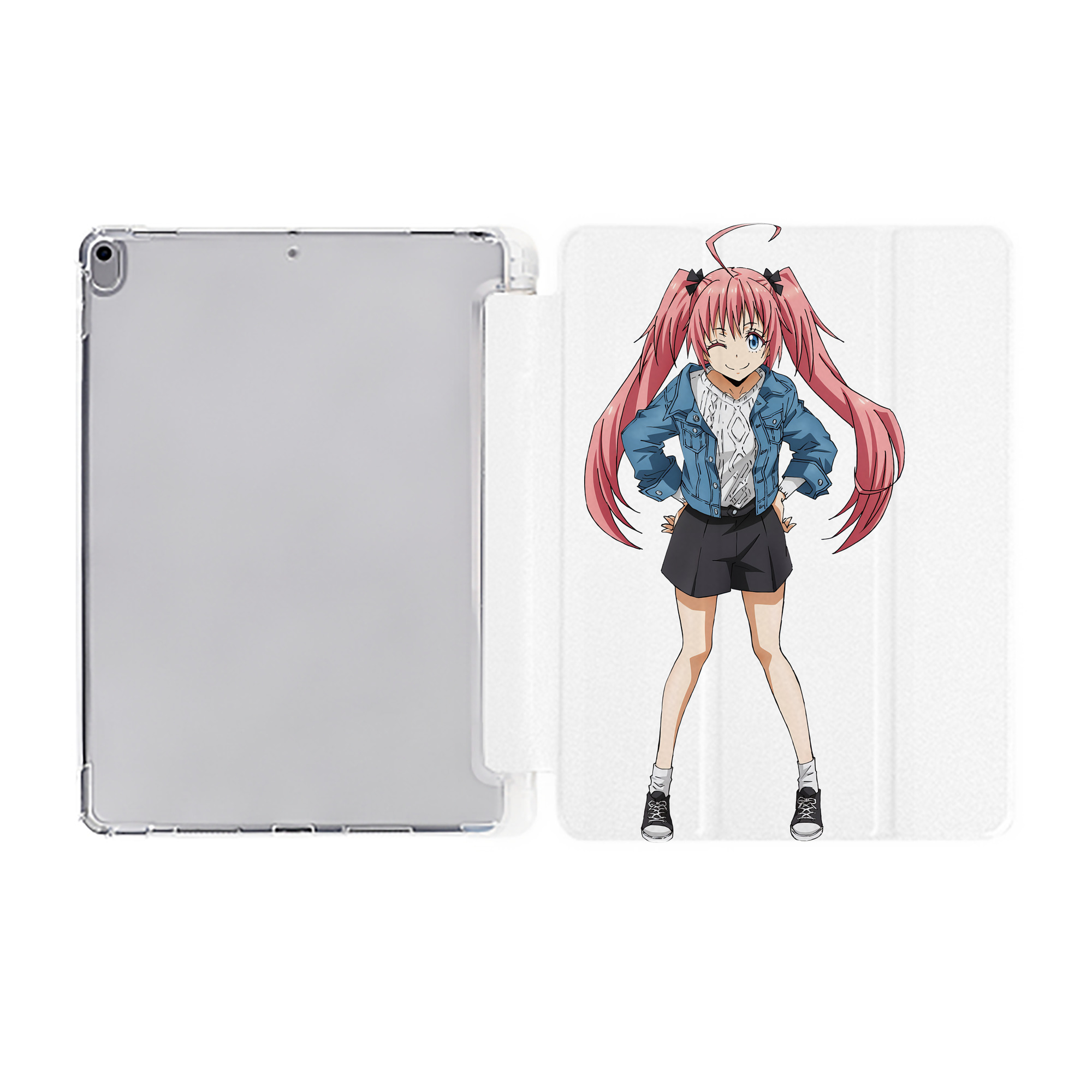（画像用） 転スラ Regarding Reincarnated to Slime IPad ケース ペン収納付き 三つ折りスタンド PUレザー×シリコン 対応機種9.5/10.5/10.9インチ